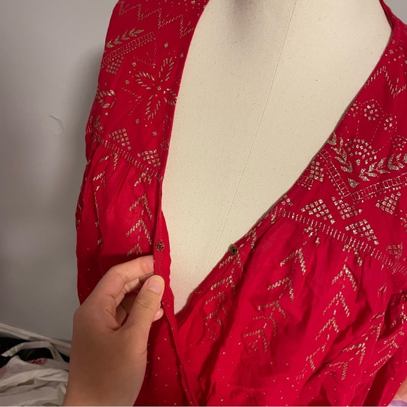 Free people oversized wrap blouse with golden print - Picture 4 of 7